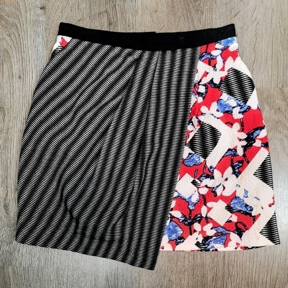 00S vintage Peter Pilotto target multicolor abstract pattern wrap mini skirt